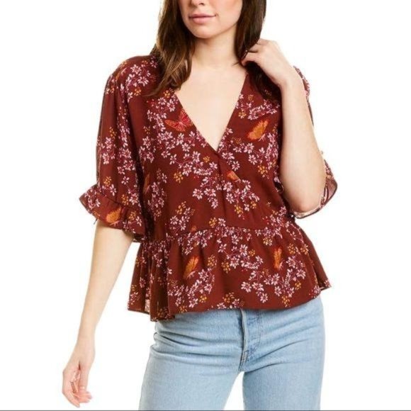 Madewell Tops - MADEWELL | Tie Sleeve Wrap Front Top - Size 6